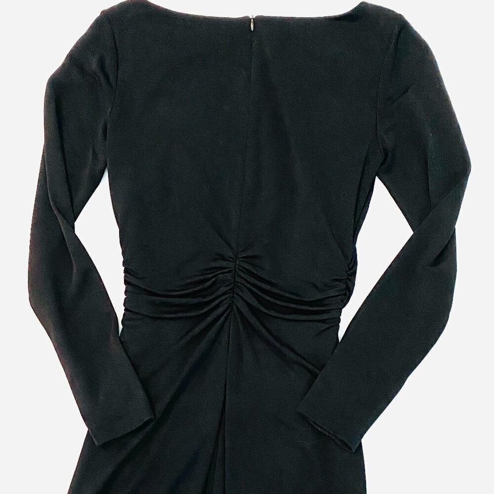 David Meister black dress Womens 4 ruching LBD classic quiet luxury stretch - Picture 6 of 9